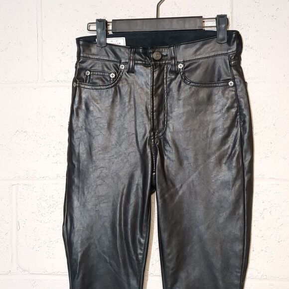 GAP Women's High Rise Vintage Slim Vegan-Leather Pants Size 0R/25 - Picture 3 of 8